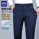 洛茲休閑褲男春季新款直筒寬松商務(wù)男褲青年春秋彈力抗皺冰絲西裝褲子 寶藍【春秋季款】 34 【2尺7腰圍】