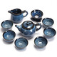 器美優(yōu)品 茶具套裝建盞鑲鎏銀曜變天目釉功夫茶具整套陶瓷泡茶壺茶杯送禮 藍菲茶壺 10件