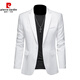 皮爾卡丹（pierre cardin）春秋季男士職業(yè)正裝小西裝外套修身大碼商務(wù)休閑便西西服紳士 白色 2XL (135-145斤可穿)