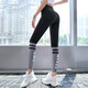 GUBPMTSHIM健身褲女高腰收腹蜜桃提臀運動(dòng)套裝外穿緊身服彈力春夏款瑜伽長(cháng)褲 黑色(字母款) XL(建議145-165斤)