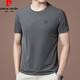 皮爾卡丹（pierre cardin）冰 絲滑料短袖T恤男士高端夏季薄款桑蠶絲圓領(lǐng)純色體恤衫 灰色 175(L)建議135-150斤穿