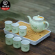 連山閣 陶瓷泡茶壺帶過濾網(wǎng)內(nèi)膽大容量家用泡茶器大號功夫茶具單壺沖茶器杯子套裝 升級竹韻花陶瓷內(nèi)膽一壺六杯+白色如意盤