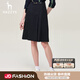 哈吉斯（HAZZYS）女裝 春秋季A字型素色舒適通勤半身裙ABQST0ADF07 藏青色NV S (155/68A 36)