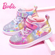 芭比童鞋女童跑步鞋冬款加絨公主風(fēng)女孩高幫板鞋運動(dòng)鞋DA5220粉色29碼