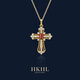 HKHL 925銀十字架項鏈女士吊墜時(shí)尚百搭高級感黃金色首飾女生生日禮物 十字架項鏈