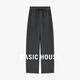 Basic House/百家好松緊腰抽繩直筒休閑褲女秋冬加厚純色垂感長褲 灰色 L