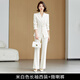 Sugargirl國風(fēng)新中式職業(yè)套裝女秋冬氣質(zhì)職場(chǎng)通勤商務(wù)上鏡主持人正裝工作服 米白色長(cháng)袖西裝+微喇褲 L