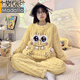 莫代爾睡衣女冬季加厚保暖法蘭絨卡通海綿寶寶舒適寬松珊瑚絨家居服 QXT-1812海綿寶寶【絨】 L 【100-120斤】