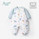 棉棉柔兒童連體睡衣冬季寶寶睡袋夾棉加厚防寒加絨男童家居服秋冬款純棉 彩藍色 90cm