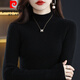 皮爾卡丹（pierre cardin）2025新款秋冬羊毛衫女加厚半高領(lǐng)毛衣修身100%純羊毛衫內搭打底衫 黑色 XL 建議120-130斤