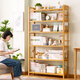 木馬人家用簡(jiǎn)易書(shū)架落地客廳置物架多層書(shū)柜隔斷飄窗儲物柜書(shū)本收納架子 【加厚純竹】原色-四層50長(cháng)