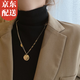 伊黛兒項鏈女秋冬2025新款潮長款小眾設(shè)計感毛衣鏈銀配飾多層可拆 雙層圓牌項鏈L0796