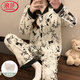 浪莎帶胸墊睡衣女春秋套裝長(zhǎng)袖長(zhǎng)褲新品寬松網(wǎng)紅風(fēng)大碼可外穿家居服