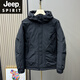 JEEP SPIRIT休閑棉服男冬季新款戶(hù)外加棉沖鋒衣寬松時(shí)尚連帽工裝外套加厚棉襖 黑色 2XL