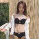 莫代爾 無肩帶內(nèi)衣女聚攏防滑上托加厚小胸抹胸貼婚紗禮服用文胸套裝 黑色(單件) 32/70A