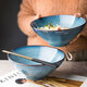 悠瓷（youcci）悉尼藍個(gè)性螺紋8英寸拉面碗家用陶瓷湯碗復古斗笠碗商用大號面碗 悉尼藍-8英寸螺紋碗2只裝