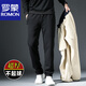 羅蒙（ROMON）冬季羊羔絨男褲外穿加厚保暖運動(dòng)褲男士休閑褲衛褲加絨褲子男棉褲 1930-加厚羊羔絨-黑色 180/XL【適合151-166斤】