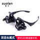 索蘭（suolan）雙目頭戴維修放大鏡帶燈LED修表修手機近距離觀察多組鏡片擴大鏡