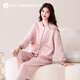 秋鹿秋冬季空氣棉睡衣女士加厚夾層保暖夾棉休閑可外穿2025家居服套裝 9909-05豆沙粉 L /身高160-165體重100-115