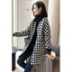 莎妮朵羅大碼女裝千鳥(niǎo)格毛呢外套女中長(cháng)款秋冬加厚遮肚呢子胖m大衣女20527 不加棉黑色-預售7天發(fā)貨 3XL 建議180-200斤穿著(zhù)