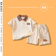 RB KIDS童裝男童套裝2025夏季寶寶短袖衣服小男孩polo衫兒童兩件套 米色 90 （建議身高80-90cm）