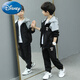 迪士尼（Disney）兒童套裝男童春秋款外套新款中大童開衫衛(wèi)衣連帽休閑運(yùn)動兩件套 拼色開衫08黑套裝 160 建議身高1.45-1.55米