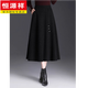 恒源祥毛呢半身裙女秋冬款2025新款高腰A字傘裙遮胯顯瘦小個(gè)子大擺裙子 黑色【裙長(cháng)75/有口袋】 新中式 L 105-115斤