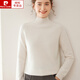 皮爾卡丹（pierre cardin）針織衫女小山羊毛衫女半高領(lǐng)插肩袖毛衣女寬松厚2024款秋冬打底衫 本白色 S