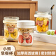 沃德百惠（WORTHBUY）玻璃早餐杯輕食沙拉杯甜品牛奶杯隔夜酸奶杯子便攜外帶蓋勺奶茶杯 小熊簡約白