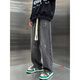 帛米圖（BOMITU）美式闊腿牛仔褲男士春秋潮牌大碼2024新款秋季寬松直筒褲高街褲子 灰色 XL