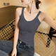 別語(yǔ) 白色吊帶背心女美背春夏季新款外穿修身內搭無(wú)袖上衣 煙灰色【V】 XXL (121-135斤)