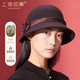 上海故事純羊毛帽子女秋冬加厚保暖毛呢禮帽復古漁夫帽香云紗牡丹 紫羅蘭