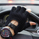 羅歐蒂斯NOOLDERS男士復古風(fēng)格半指開(kāi)車(chē)手套摩托車(chē)騎行棉線(xiàn)編織手套半截薄 男款黑色 禮盒裝 M碼