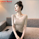 LOVER RUCCI莫代爾t恤女低領(lǐng)緊身中袖U領(lǐng)打底衫夏季內(nèi)搭高級感上衣2025年新款 卡其色莫代爾】 L 推薦105-116斤