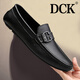 DCK男士豆豆男鞋休閑皮鞋男軟皮英倫真皮豆豆鞋男一腳蹬鞋子樂(lè )福鞋男 黑色【標準皮鞋碼】 41 (適合運動(dòng)鞋42碼)