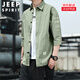 JEEP SPIRIT吉普外穿襯衫男百搭純色韓版長袖男七分袖夏季休閑上衣男襯衣工裝 豆綠色8829（七分袖） XL