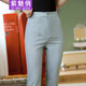紫魅俏職業(yè)西褲女薄款長(cháng)款正裝褲夏季新款直筒褲上班族抗皺免燙西裝長(cháng)褲 淺灰色 M