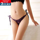 梵主題系帶式丁字褲女士?jì)妊澟愿型该髡T惑透氣鏤空大碼女士T褲頭3條裝 白色+紅色+紫色 -禮盒裝 3條 均碼 -（建議75斤-160斤）