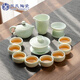 蘇氏陶瓷（SUSHI CERAMICS）翡翠玉功夫茶具套裝羊脂玉陶瓷三才蓋碗青瓷茶壺禮盒裝節(jié)日禮物