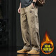 古先森美式復古工裝褲男寬松秋冬季直筒休閑褲男士直筒褲大碼純棉長(cháng)褲子 11款淺卡其色【加絨款】 XL 【145-160斤】