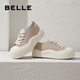 百麗（Belle）時尚百搭帆布鞋女商場同款個性厚底板鞋A8P1DBM4 杏色 36 (230mm)
