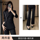 戈賽亞（gesaiya）商務(wù)正裝女長袖西裝套裝女裝雙排扣職業(yè)套裝春秋冬面試通勤西服 黑色外套+B259喇叭褲 L