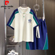 皮爾卡丹（pierre cardin）青少年潮流帥氣夏季男孩套裝大童學(xué)生休閑運動polo短袖短褲兩件套 【杏色】SPORT字母套裝 上衣+短 M 建議80-100斤左右