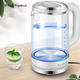 榮事達（Royalstar）電水壺玻璃電熱水壺家用自動(dòng)斷電大容量不銹鋼煮水泡茶燒開(kāi)水壺 1.8L 加厚玻璃 304發(fā)熱盤(pán) 帶濾網(wǎng)