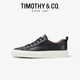 迪邁奇（TIMOTHY&CO.）秋季頭層牛皮小白鞋男士百搭商務運動鞋休閑輕便舒適板鞋TMS31013 黑色 42 （建議拍小一碼）