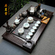 石茗堂  整塊黑檀木烏金石茶盤功夫茶具一體套裝全自動(dòng)泡茶燒水茶臺(tái)茶具 E款