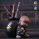祥業(yè)茶道六君子養(yǎng)壺筆筒茶針茶夾茶巾配件創(chuàng)意小和尚茶藝擺件茶寵