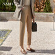 AMII女裝2025線(xiàn)雕褲子職業(yè)休閑褲秋季新款寬松直筒褲高腰九分 卡其 2XL 175/80A