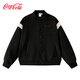 可口可樂(lè)（Coca-Cola）外套男春秋季棒球服寬松麂皮絨夾克男裝 黑色 L(175/92A)