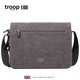 Troop挎包男包單肩包男斜跨包潮歐美復古男士斜挎包背包帆布包橫款男包 小號黑灰色L1577【B款】